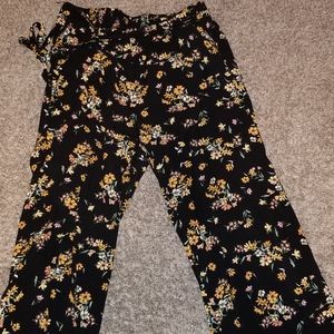 Wide Leg Floral Print Pants
